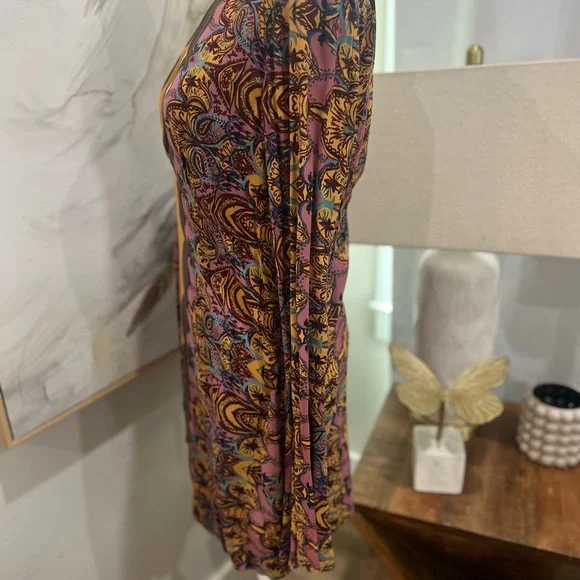 Multicolor Paisley Long Sleeve Dress - Picture 3 of 4